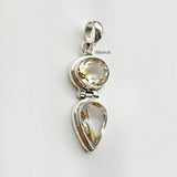 Facetted Citrine Drop Silver Pendant