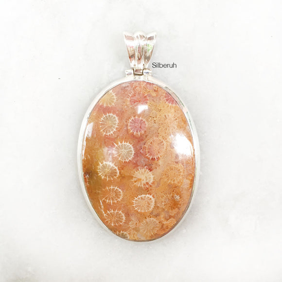 Fossil Coral Silver Pendant