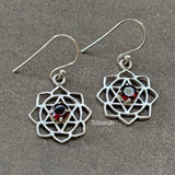 Garnet Sahasrara Chakra Silver Earring