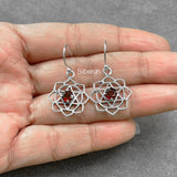 Garnet Sahasrara Chakra Silver Earring