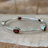 Garnet Silver Bangle