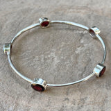 Garnet Silver Bangle