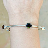 Garnet Silver Bangle