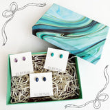 Gemstone Studs Silver Gift Set