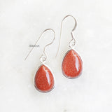 Golden Sunstone Drop Silver Earring