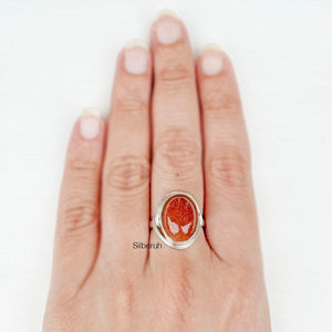 Golden Sunstone Knot Silver Ring