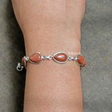 Golden Sunstone Pear Silver Bracelet