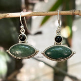 Green Aventurine & Black Onyx Silver Earring