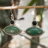 Green Aventurine & Black Onyx Silver Earring