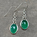 Green Onyx Celtic Knot Silver Earring