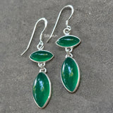 Green Onyx Eye Silver Earring