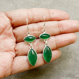 Green Onyx Eye Silver Earring