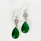 Green Onyx Filigree Drop Silver Earring