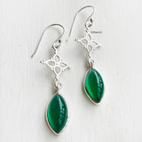 Green Onyx Marquise Drop Silver Earring