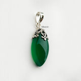 Green Onyx Marquise Filigree Silver Pendant