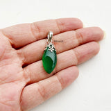 Green Onyx Marquise Filigree Silver Pendant