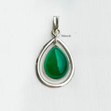 Green Onyx Silver Drop Pendant