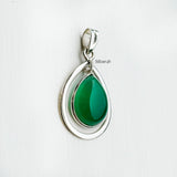 Green Onyx Silver Drop Pendant