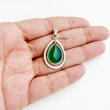 Green Onyx Silver Drop Pendant