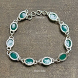 Green Onyx Silver Oval Bracelet