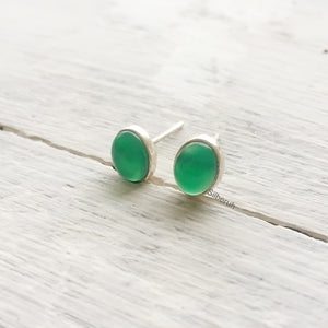 Green Onyx Silver Stud