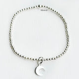 Half Moon Charm Stretchable Silver Bracelet