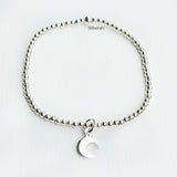 Half Moon Charm Stretchable Silver Bracelet