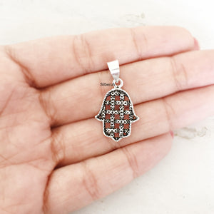 Hamsa Evil Eye Silver Pendant