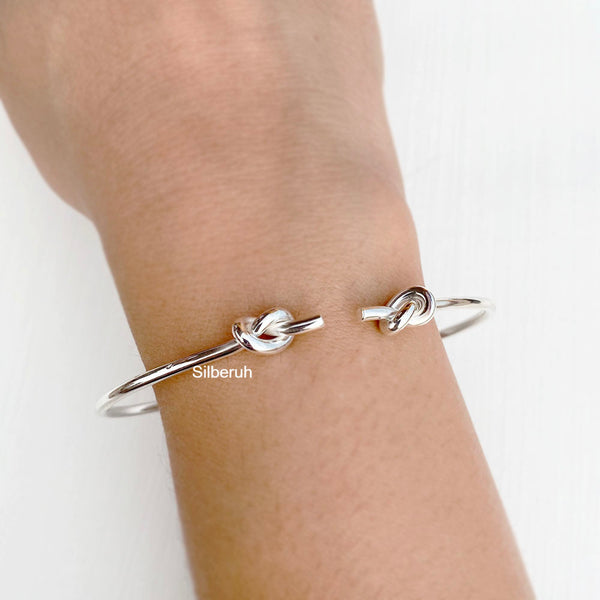 Knot Silver Adjustable Bangle