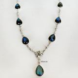 Labradorite Phool Silver Necklace