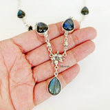 Labradorite Phool Silver Necklace