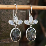 Labradorite & Rainbow Moonstone Silver Earring