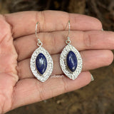 Lapis Lazuli Hammered Silver Earring