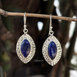 Lapis Lazuli Hammered Silver Earring