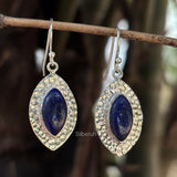 Lapis Lazuli Hammered Silver Earring