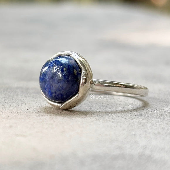 Lapis Lazuli Knotted Round Silver Ring