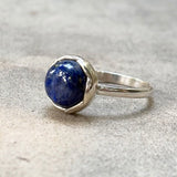 Lapis Lazuli Knotted Round Silver Ring