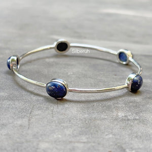 Lapis Lazuli Silver Bangle