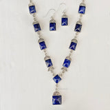 Lapis Lazuli Silver Necklace & Earring Set