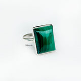 Malachite Rectangular Silver Ring