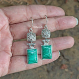 Malachite Silver Filigree Earring