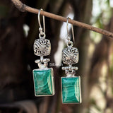 Malachite Silver Filigree Earring