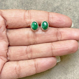 Malachite Silver Oval Stud