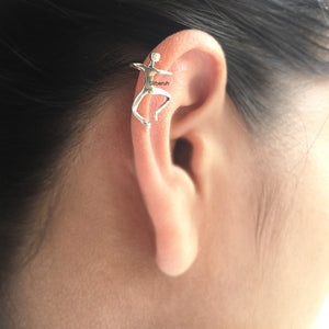 Man Climbing Silver Ear Cuff