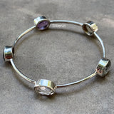 Mixed Gems Silver Bangle