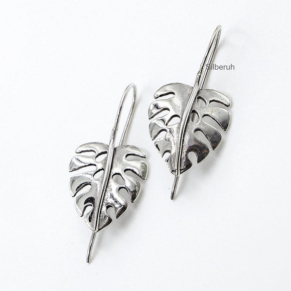 Monstera Leaf Silver Earring