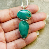 Natural Turquoise Pendant Silver Necklace