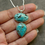 Natural Turquoise Pendant Silver Necklace