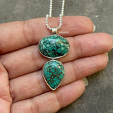 Natural Turquoise Pendant Silver Necklace