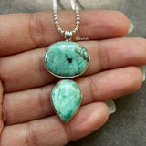 Natural Turquoise Pendant Silver Necklace